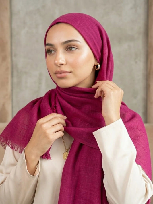 Turkish Lawn Hijab -RASPBERRY