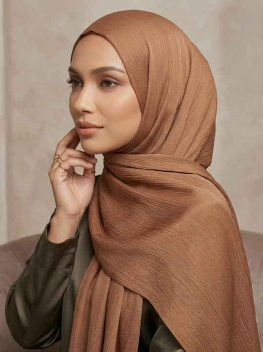 Luxury Crinkle Silk Hijab - VEGAS GOLD