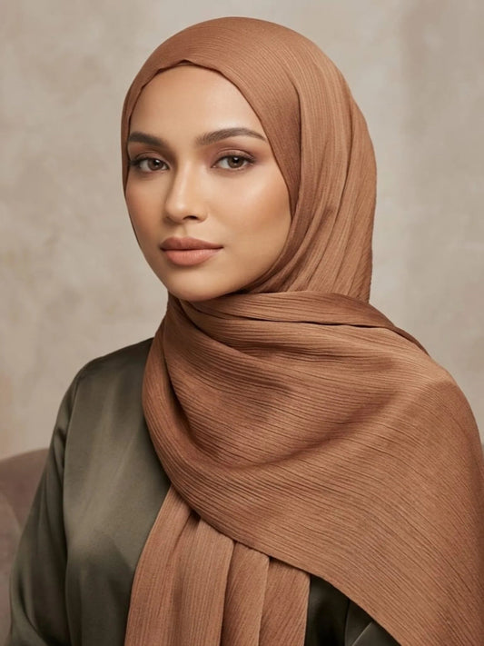 Luxury Crinkle Silk Hijab - VEGAS GOLD