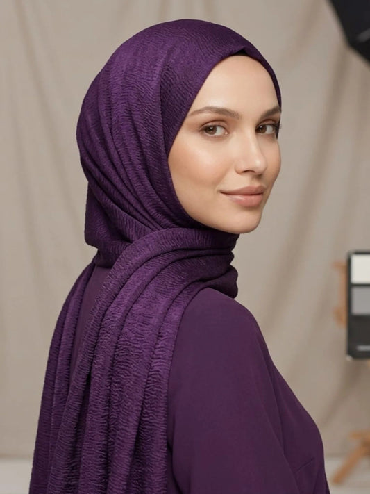 Luxury Crinkle Silk Hijab - VOILET