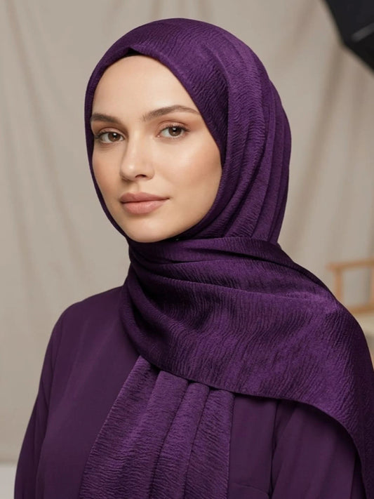 Luxury Crinkle Silk Hijab - VOILET