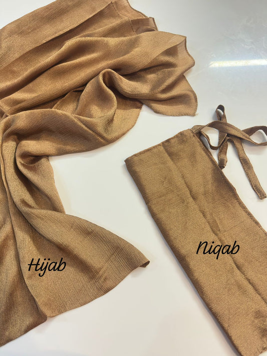Crinkle Silk Hijab Niqab Set