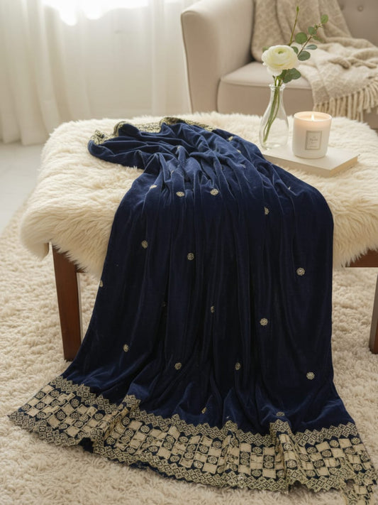 Alamrah luxe Shawl-Navyblue