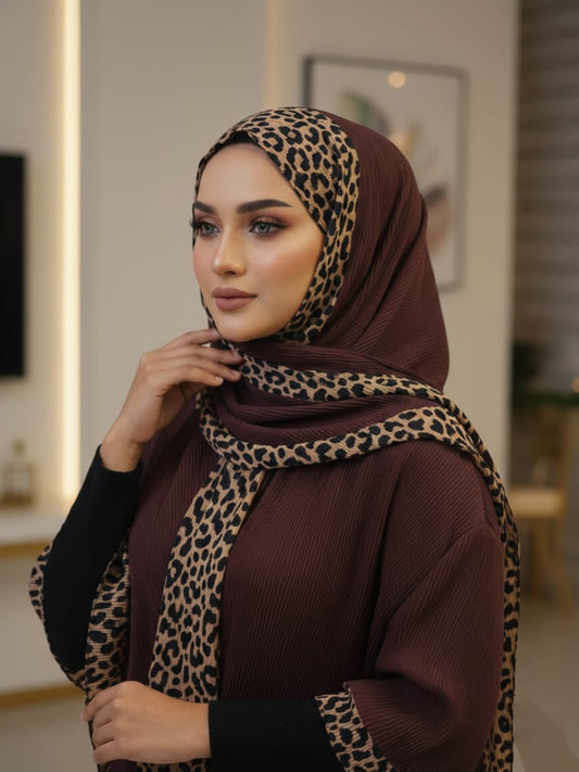 Leopard Wrap Hijab-Brown