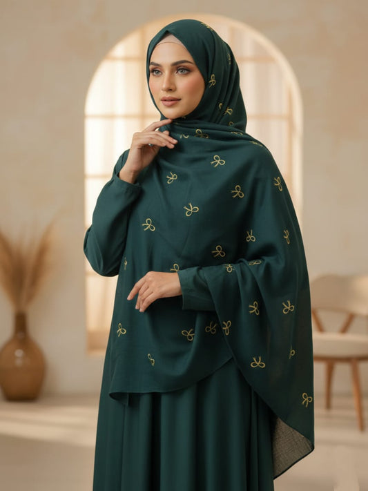 Bow Emb Hijab- Green