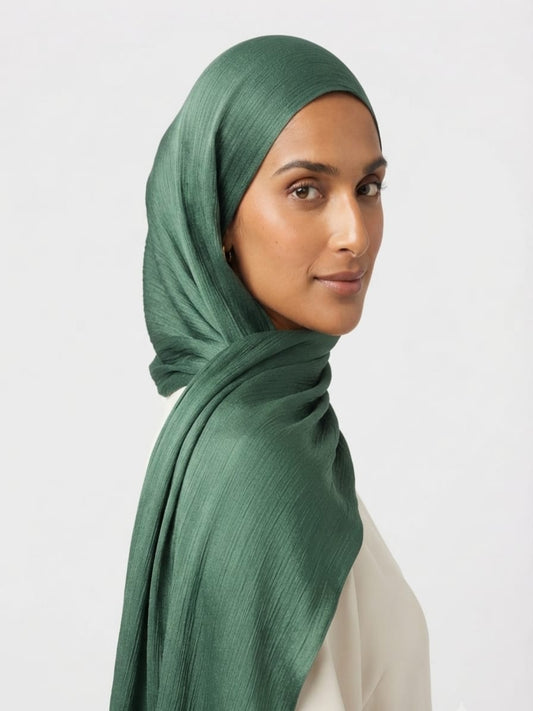 Luxury Crinkle Silk Hijab - LIGHT GREEN