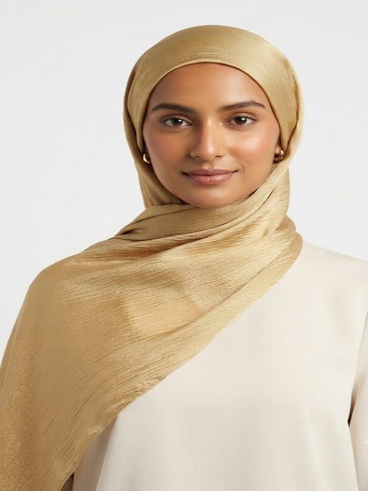 Luxury Crinkle Silk Hijab - GOLDEN