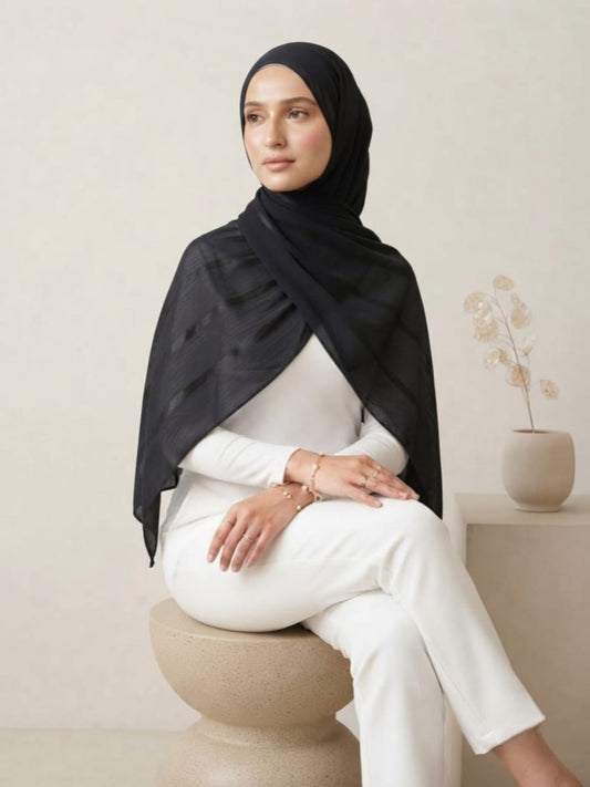 Aura Georgette Hijab-Black