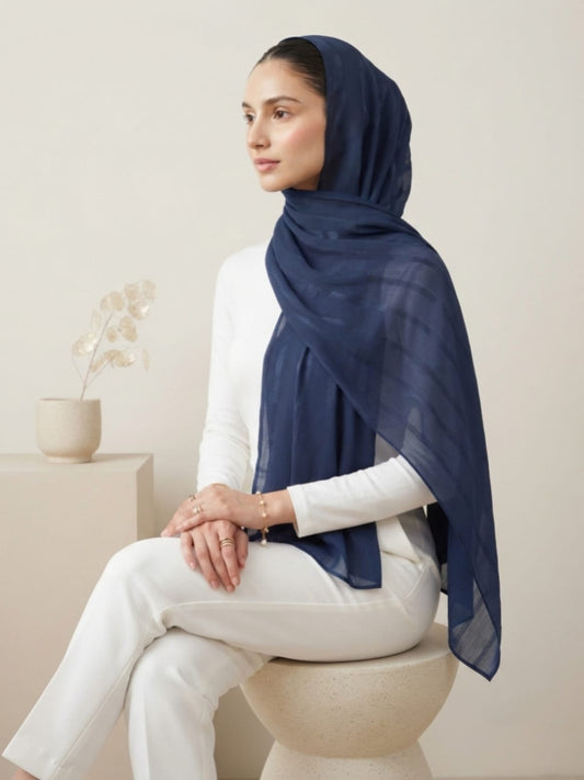 Aura Georgette Hijab-Navy Blue