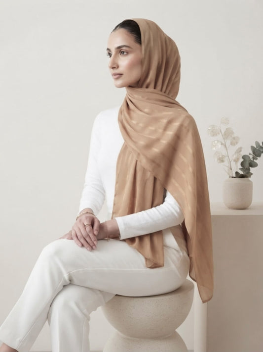 Aura Georgette Hijab-Golden Brown