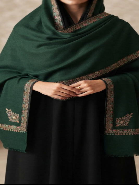 Handmade Elegance Shawl-Bottle Green