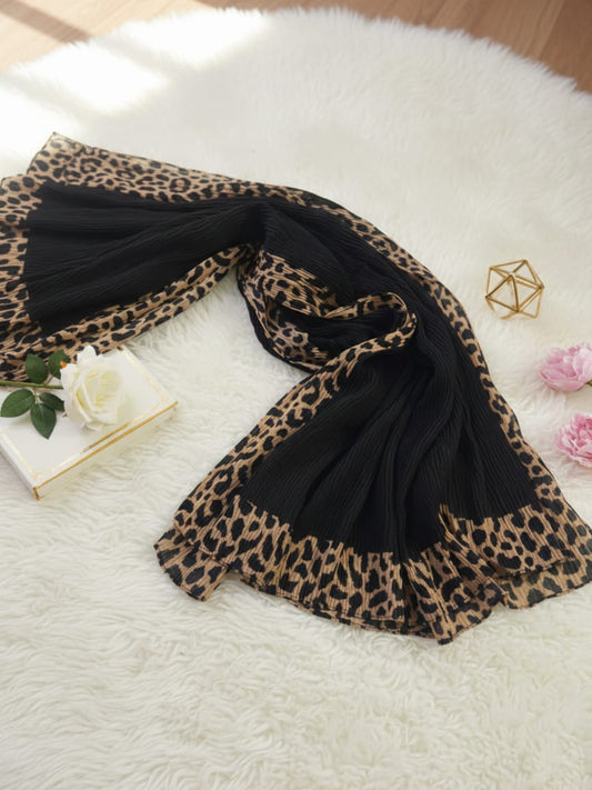 Leopard Wrap Hijab-Black