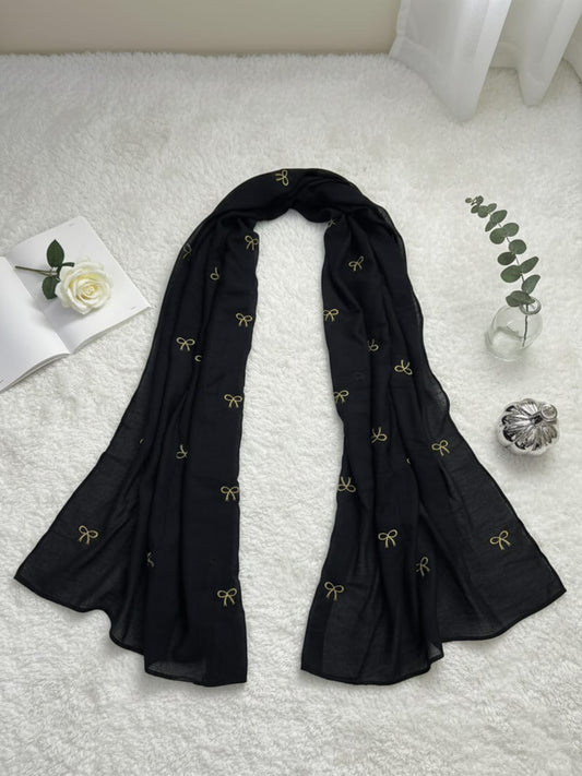 Bow Emb Hijab- Black