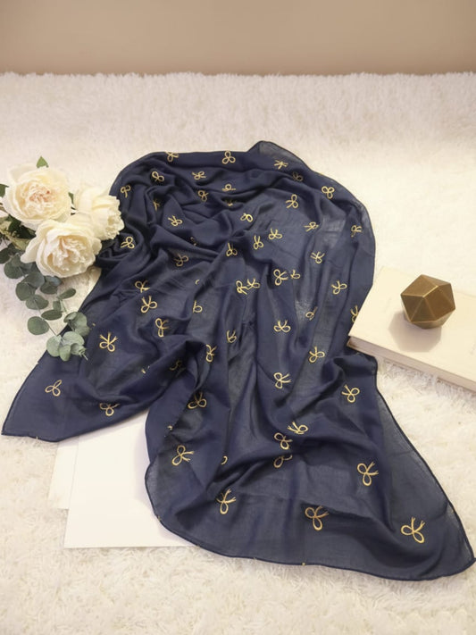 Bow Emb Hijab- Navy