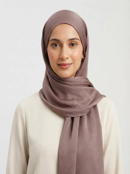 Luxury Crinkle Silk Hijab - BEAVER