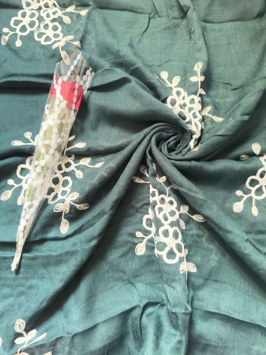 Embroide Floral Hijab GREEN