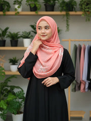 Embroide Floral Hijab PEACHY PINK