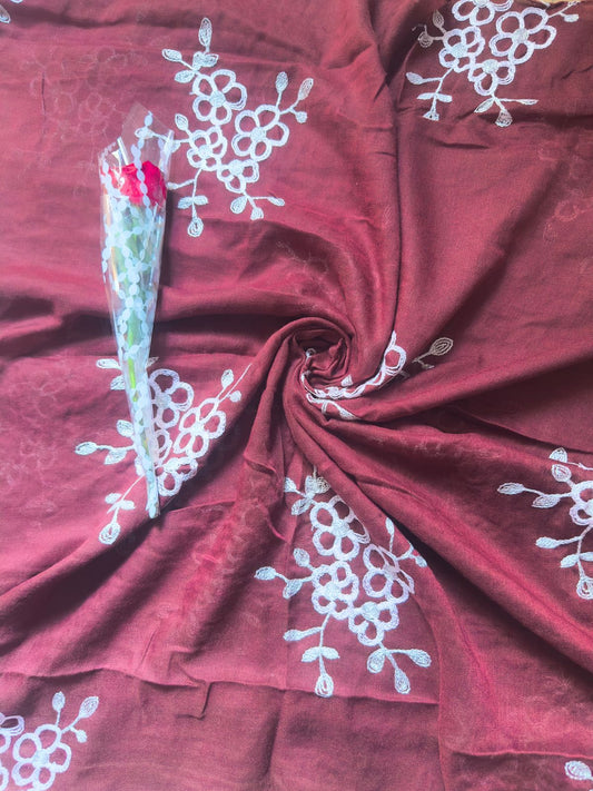 Embroide Floral Hijab MAROON