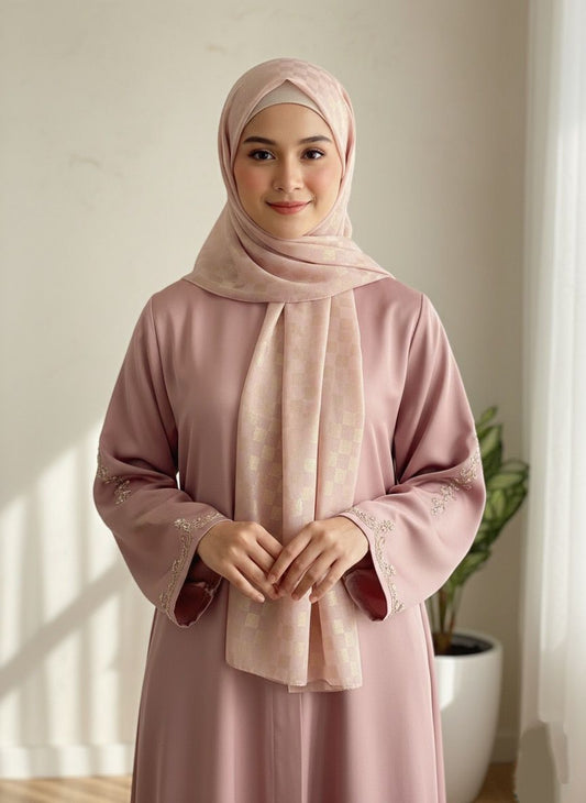 DAZZLE CHIFFON HIJAB-PEACHY PINK