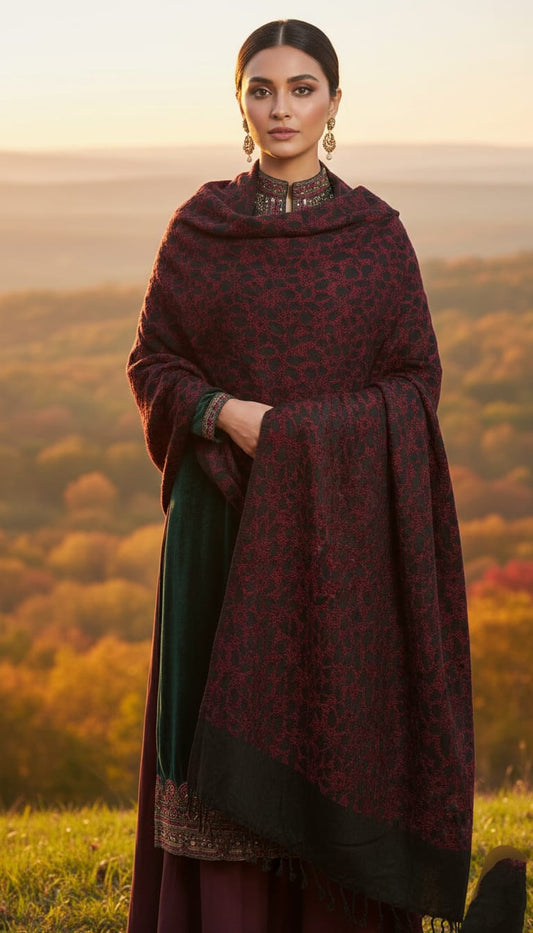 Woolen Shawl Lilly Maroon