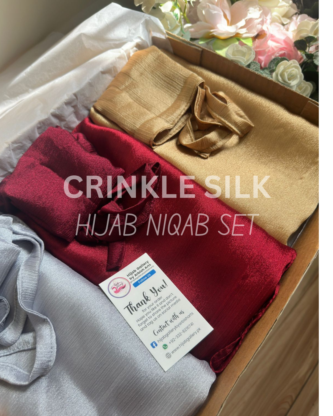 CRINKLE SILK HIJAB NIQAB SET