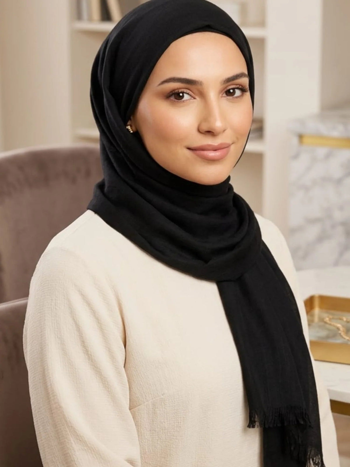 Turkish Lawn Hijab - BLACK
