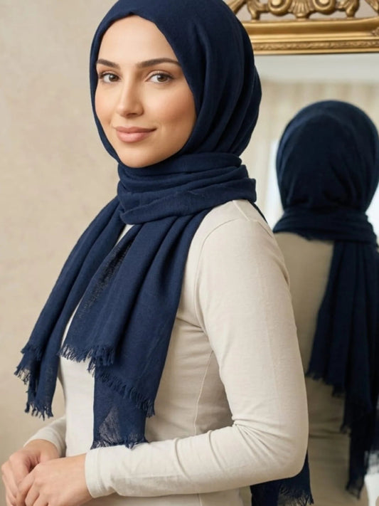 Turkish Lawn Hijab - NAVY BLUE
