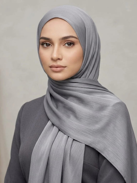 Luxury Crinkle Silk Hijab - SILVER