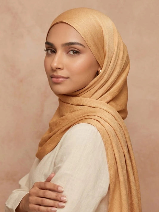 Luxury Crinkle Silk Hijab - SUNSHINE
