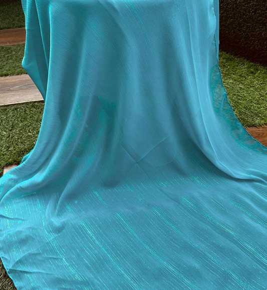 Metallic Chiffon Hijab - BLUE