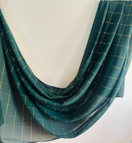 Check Georgette Hijab - FOREST GREEN