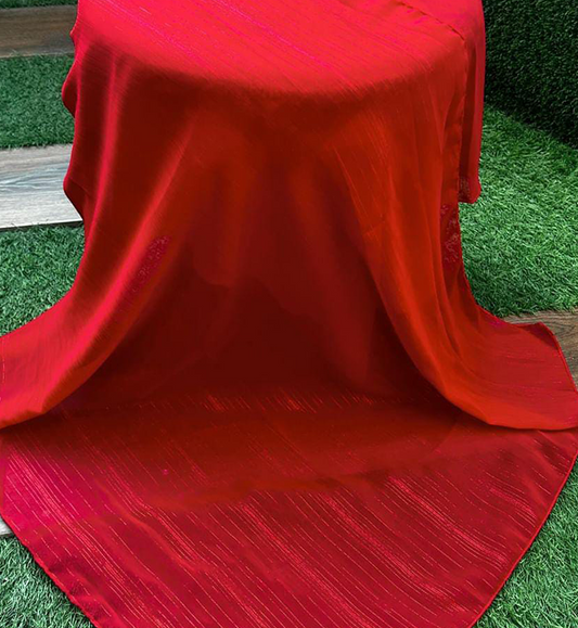 Metallic Chiffon Hijab - RED
