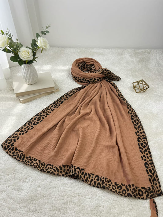 Leapord Wrap Hijab-Tan