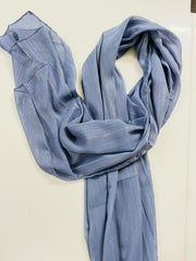 Metallic Chiffon Hijab - blue grey