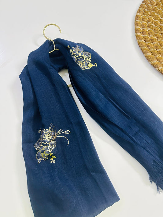 FOIL TURKISH HIJAB-NAVY