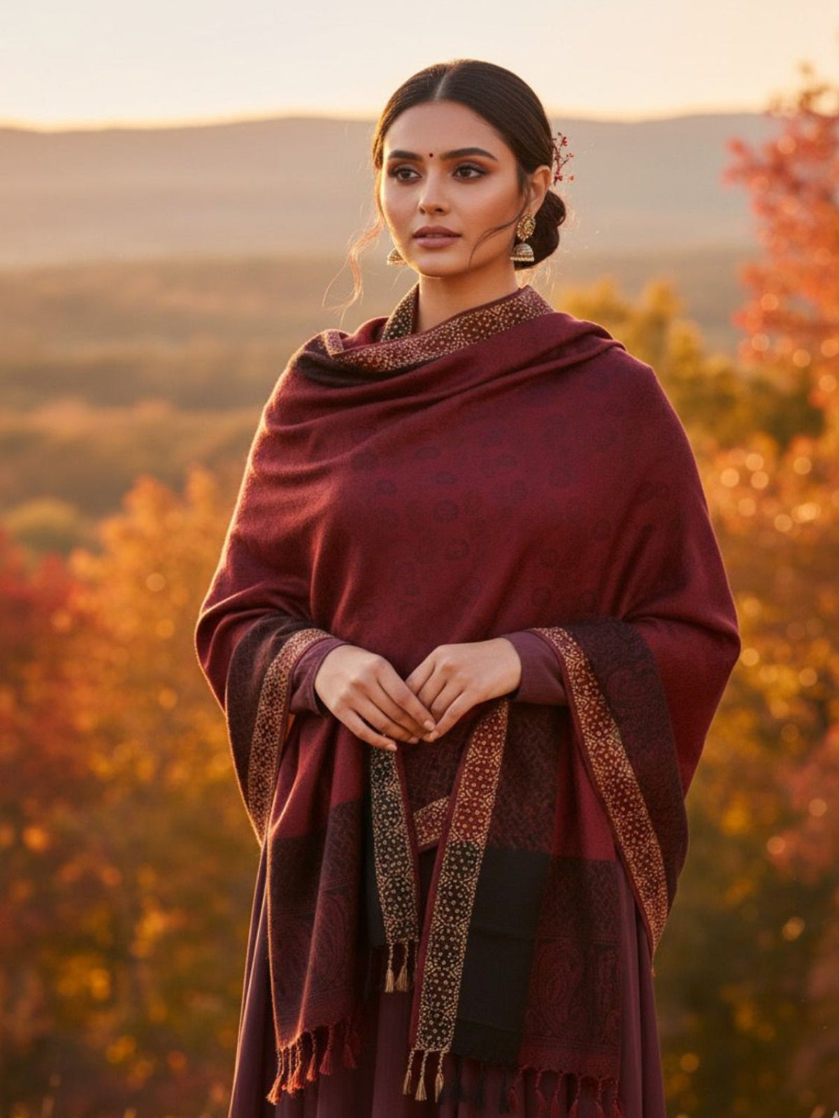 Lux Self Shawl-maroon