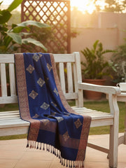 Lux Embroided Shawl-Navyblue