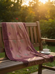 Lux Embroided Shawl-Peach