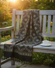 Lux Full Jaal Shawl-Black