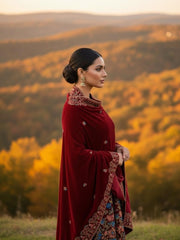 Lux Velvet Shawl-Maroon