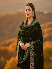 Lux Velvet Shawl-Green