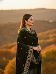 Lux Velvet Shawl-Green