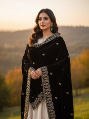 Lux Velvet Shawl-Black