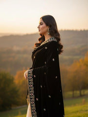 Lux Velvet Shawl-Black