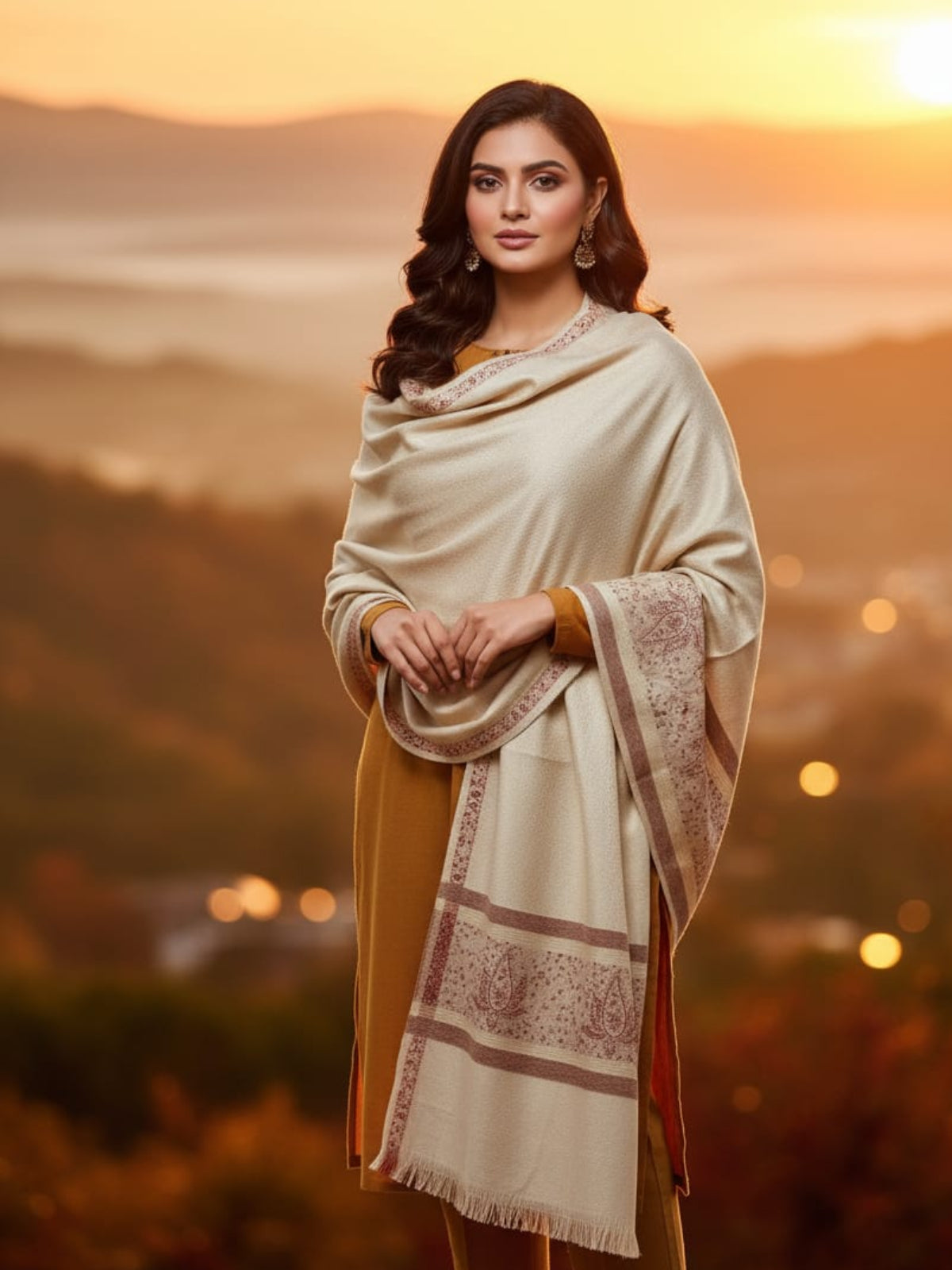 Lux Pashmina Shawl-Cream