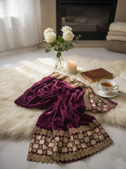 Alamrah luxe Shawl-Maroon