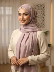 Bow Emb Hijab- Pink