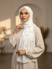 Bow Emb Hijab- White