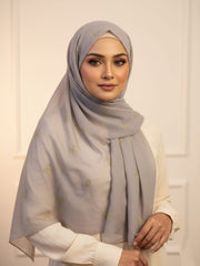 Bow Emb Hijab- Grey