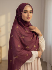 Bow Emb Hijab- Maroon